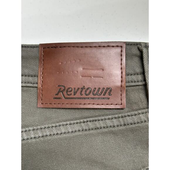 Revtown Jeans Mens 33x30 Olive Green Sharp Decade Denim Slim Straight Stretch - Picture 6 of 12
